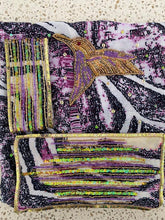 Load image into Gallery viewer, Yellow, pink, purple + black sarong - hummingbirds
