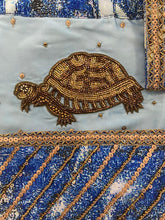 Load image into Gallery viewer, Dark + light blue sarong - two turtles
