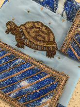 Load image into Gallery viewer, Dark + light blue sarong - two turtles
