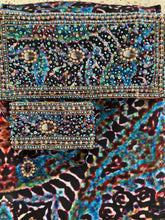 Load image into Gallery viewer, Aqua, brown + deep purple sarong
