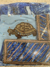 Load image into Gallery viewer, Dark + light blue sarong - two turtles
