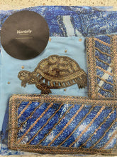 Load image into Gallery viewer, Dark + light blue sarong - two turtles
