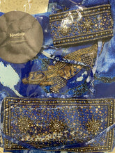 Load image into Gallery viewer, Deep royal blue sarong - crocodiles
