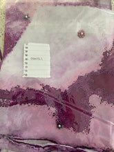 Load image into Gallery viewer, Purple sarong - pink + navy beaded flowers
