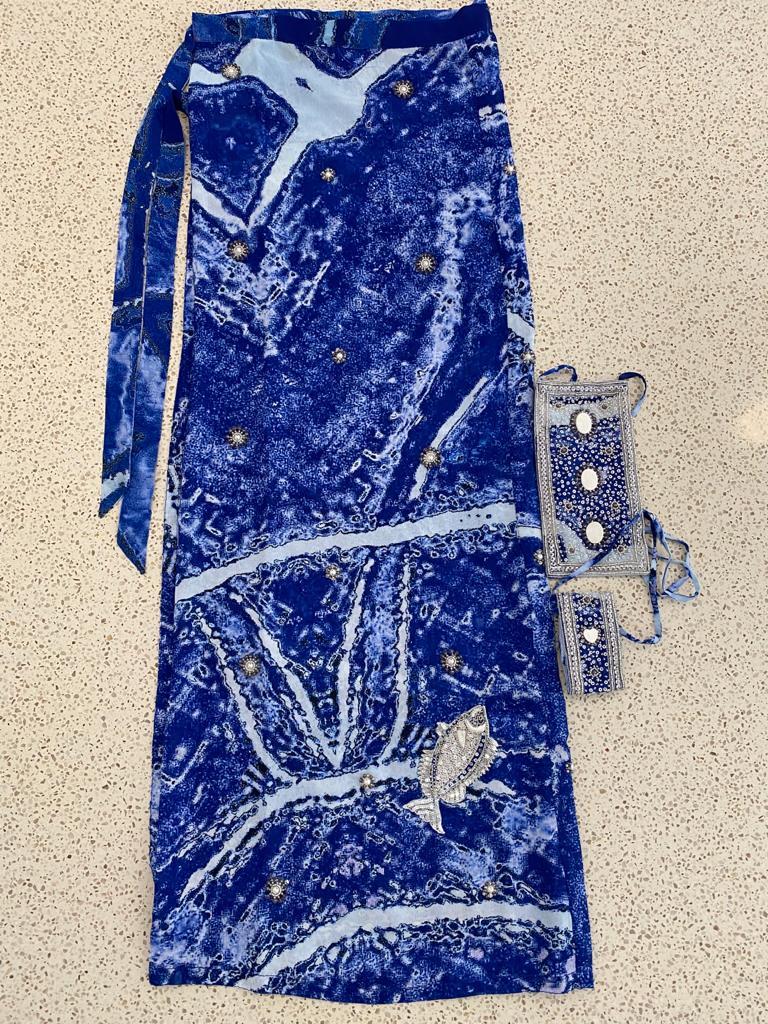 Royal blue sarong - fish