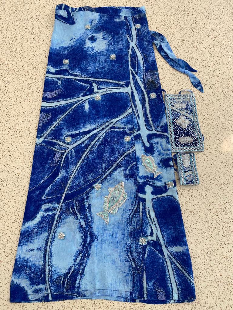 Royal blue sarong - fish