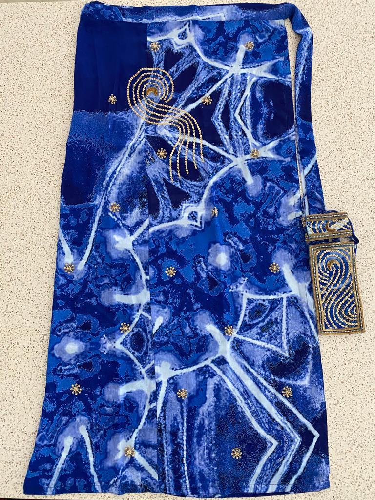 Deep blue sarong - moon + swirls