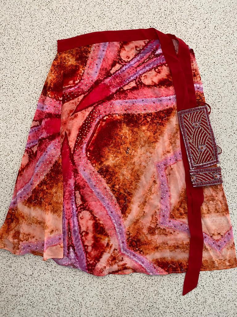 Pink, orange + red sarong - small flowers