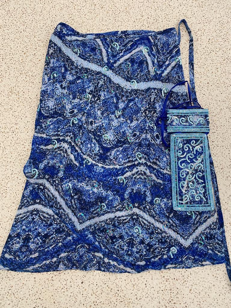 Deep royal blue sarong - swirls