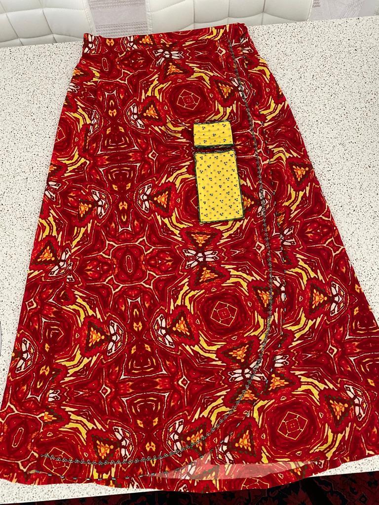 Deep red + yellow sarong