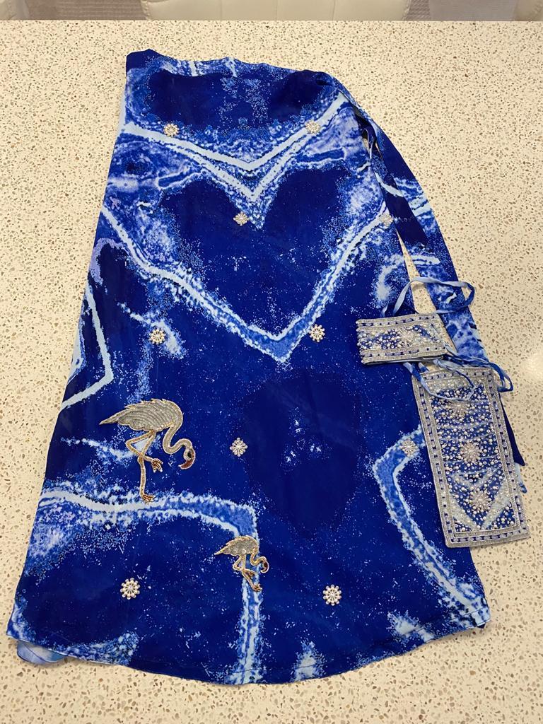 Royal blue sarong - flamingos