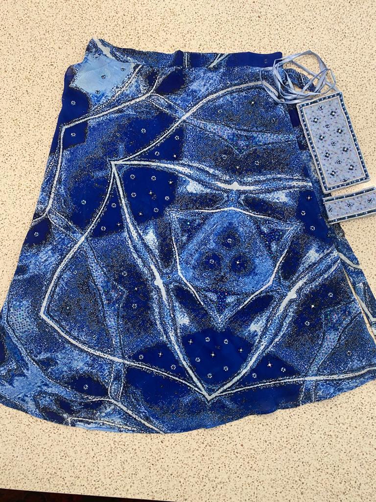 Deep blue sarong - little flowers