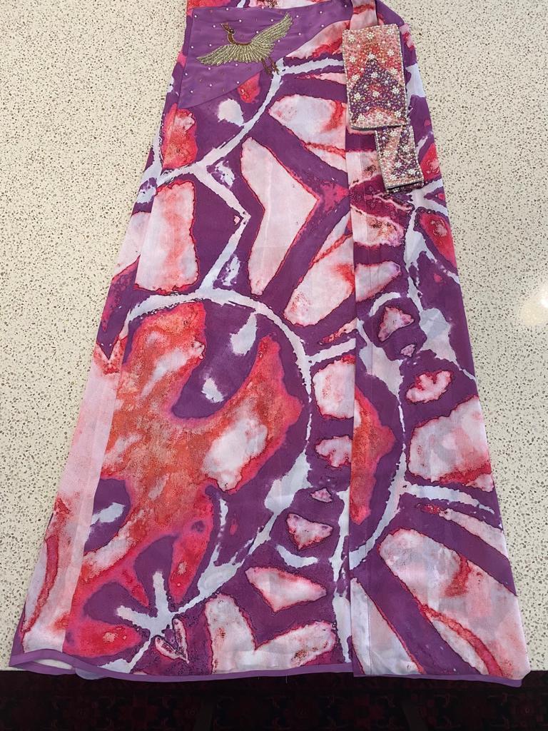 Bright fluoro pink, coral + purple sarong