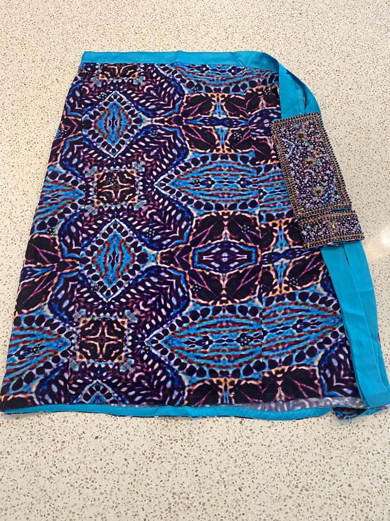 Turquoise, dark purple + blue sarong