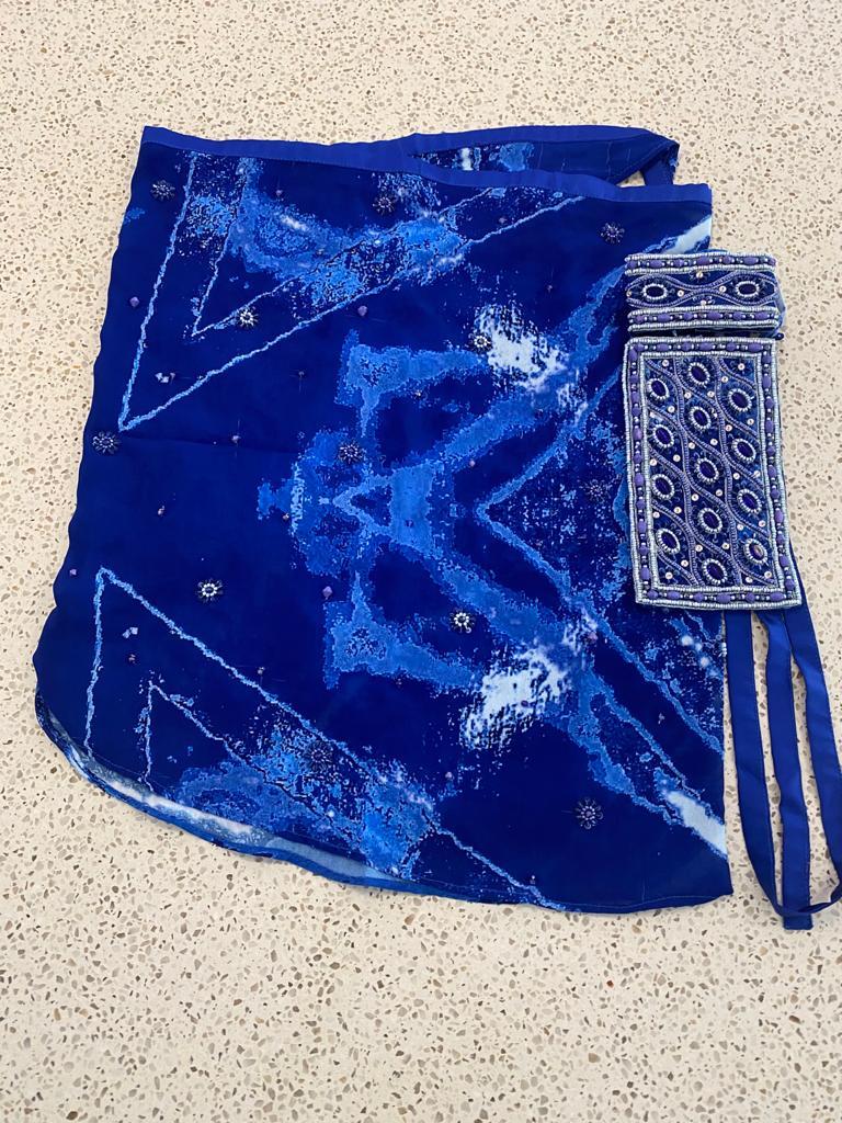 Rich deep blue sarong - small flowers