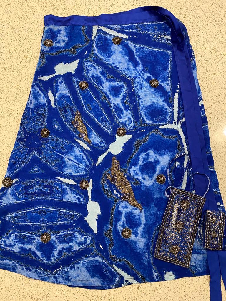 Deep royal blue sarong - crocodiles