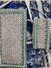 Load image into Gallery viewer, Deep blue sarong - little flowers with silver sequins
