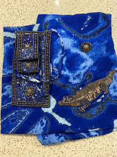 Load image into Gallery viewer, Deep royal blue sarong - crocodiles
