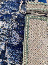 Load image into Gallery viewer, Deep blue sarong - little flowers with silver sequins
