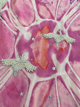 Load image into Gallery viewer, Light pink + deep purple sarong - flying doves
