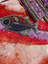 Load image into Gallery viewer, Orange, coral + lilac sarong - fish
