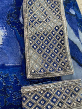 Load image into Gallery viewer, Deep rich blue sarong - matt gold crane
