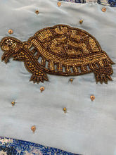 Load image into Gallery viewer, Dark + light blue sarong - two turtles
