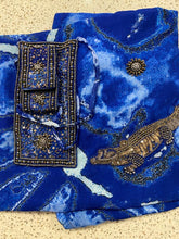 Load image into Gallery viewer, Deep royal blue sarong - crocodiles
