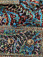 Load image into Gallery viewer, Aqua, brown + deep purple sarong
