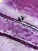 Load image into Gallery viewer, Purple sarong - pink + navy beaded flowers
