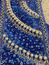 Load image into Gallery viewer, Rich deep blue + light blue sarong - white pearl beads
