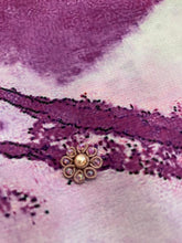 Load image into Gallery viewer, Purple sarong - pink + navy beaded flowers
