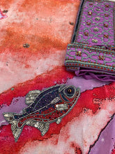 Load image into Gallery viewer, Orange, coral + lilac sarong - fish
