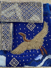 Load image into Gallery viewer, Deep rich blue sarong - matt gold crane
