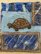 Load image into Gallery viewer, Dark + light blue sarong - two turtles
