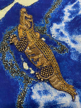 Load image into Gallery viewer, Deep royal blue sarong - crocodiles
