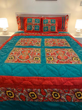 Load image into Gallery viewer, SET 1 - Bright Green and Red Bed Cover
