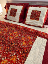 Load image into Gallery viewer, SET 3 - Deep Red and Cream Bed Cover
